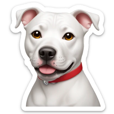 White staffy wearing red collar  sticker