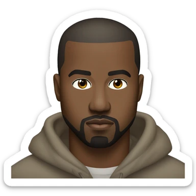 Iconic-style Candid Likeness Kanye West:  A bold, trend-setting icon with intense gaze, minimalist attire, and signature confidence. Known for his unapologetic stance and visionary energy, always pushing boundaries. sticker