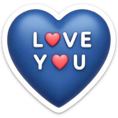 Dark Blue heart with the words Love You Ry in the middle  sticker