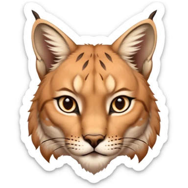 A high-resolution photo-realistic digital illustration of a majestic lynx, chest upward A high-resolution, photo-realistic digital illustration of a majestic young Eurasian lynx, shown from the shoulder upwards with lyx markings sticker
