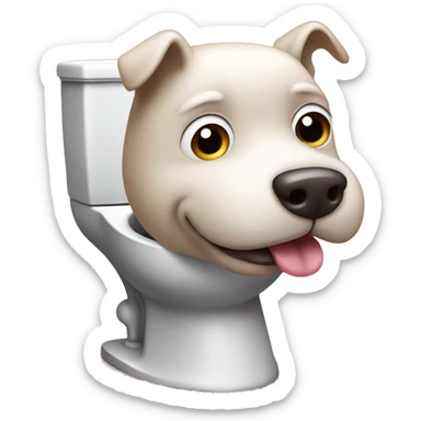 a cute dog pooping on a toilet sticker