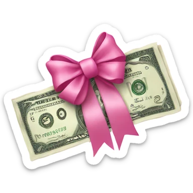 pink money with pink bow sticker