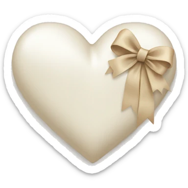 white heart with beige bow sticker