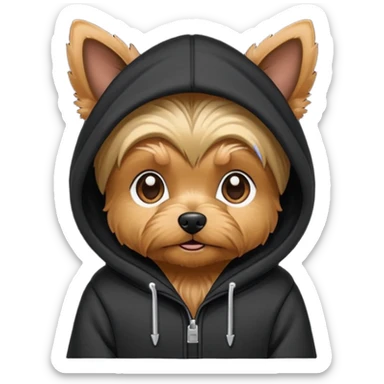 Yorkie wearing a hoodie  sticker