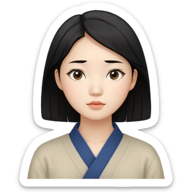 Korean woman, East Asian features,
female human face avatar only,
headshot portrait, face only,
thoughtful and calm expression, sensitive mood,
neutral face, minimal expression,
natural black hair, simple hairstyle,
clean background,
no clothes, no body, no accessories,
no cartoon, no fantas sticker