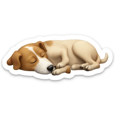 Dog sleeping on man sticker