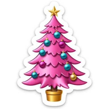 Pink Christmas tree sticker
