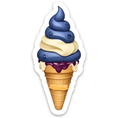 ice cream cone with blueberry scoop and a blueberry on top sticker