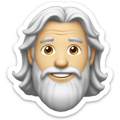 45 year old white male with long silver hair and a grey beard, smiling sticker