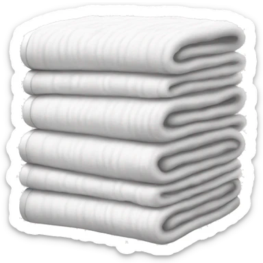 a neat stack of white furry blankets sticker