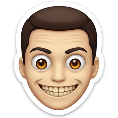 A emoji in which there is a deadly smile like toji from jujutsu kaisen and he is looking towards me scary way, male character  sticker