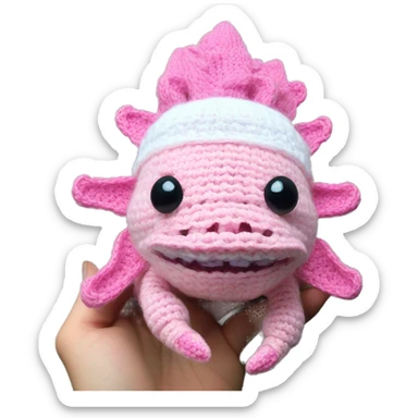 axolotl in crochet hat sticker