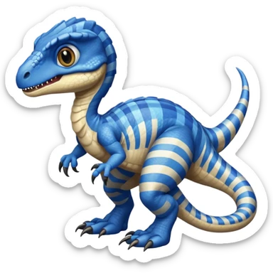 baby velociraptor with blue stripe like in jurassic world movies sticker