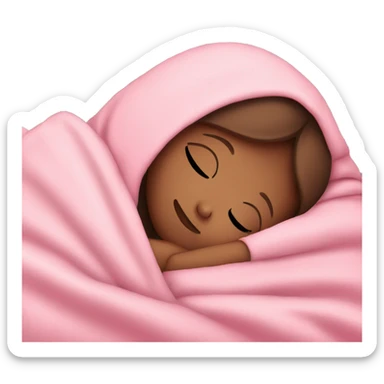 White girl with brown hair sleeping with pink blanket sticker
