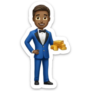 Posh-man-with-blue-suit-offering-goldbar sticker
