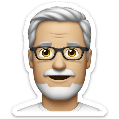 forty-year-old white man, brown-green eyes, short dark hair with graying, a mustache and beard only on the chin, fashionable glasses and an earring in the left ear sticker