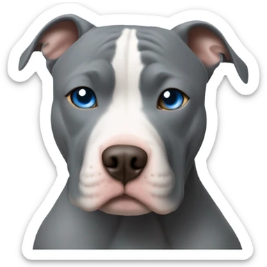 bald white man with blue eyes hugging all grey pit bull sticker