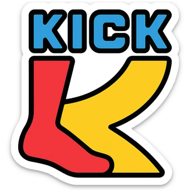 kick logo, modern, bold, energetic, suitable for a streaming platform, vibrant colors sticker