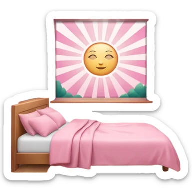 Aesthetic sun rays from window in pink bedroom sticker