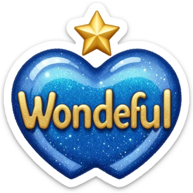 The word wonderful with glitter sticker