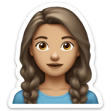 Girl with long brown hair and blue eyes that’s tan skin toned and has a wolf haircut  sticker