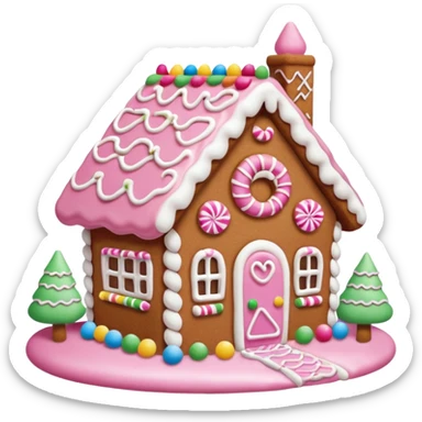 Gingerbread house pink sticker