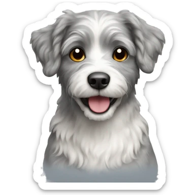 happy havapoo grey and white coat mix sticker