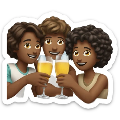 a group of friends toasting sticker