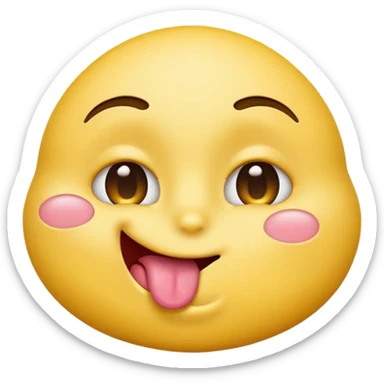 standard yellow emoji face leaning in for a kiss eyes rolled back tongue out cartoonish sticker