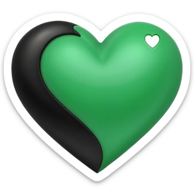 A green heart and black heart mixed together sticker