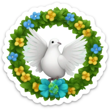 A dove with a green blooming peace wreath sticker