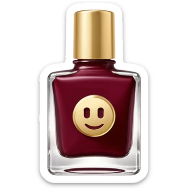 Dark wine red nail polish in a small square bottle with a gold lid sticker