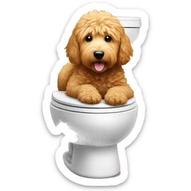 Golden doodle on top of the toilet sticker