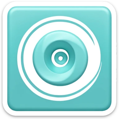 a Tiny compressed Stylized light-turquoise whirlwind symbol inside a pastel white square icon, light turquoise borders icon sticker