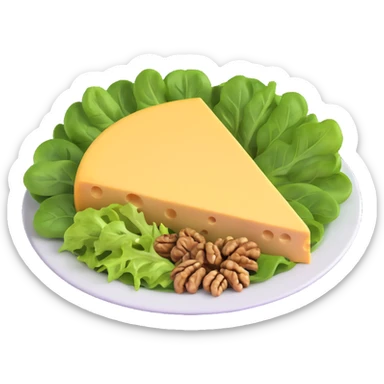 plate with cheese, leafy greens, and walnuts sticker