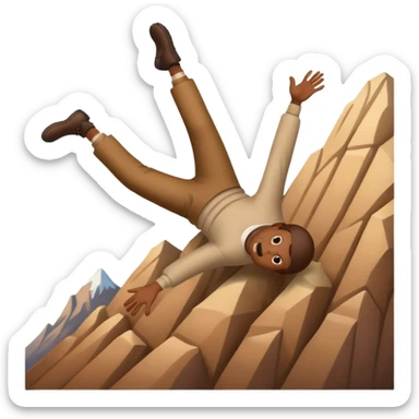 apple style emoji of a man flipping head over heels as he falls past a mountain sticker