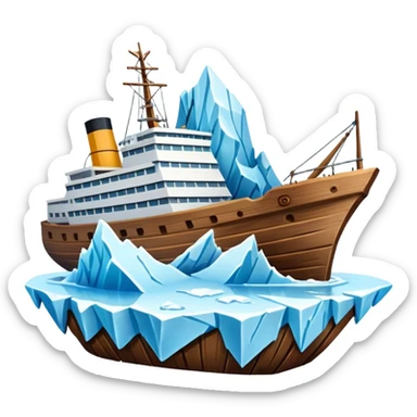 A ship crashing into an iceberg sticker