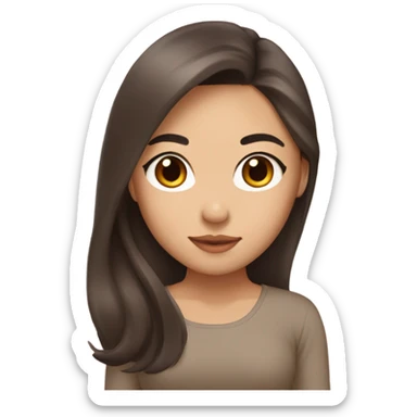 beautiful wasian girl with blush + long blowout brown hair + brown doe eyes + huge lips sticker