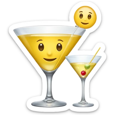 Yellow emoji face thinking of a martini sticker
