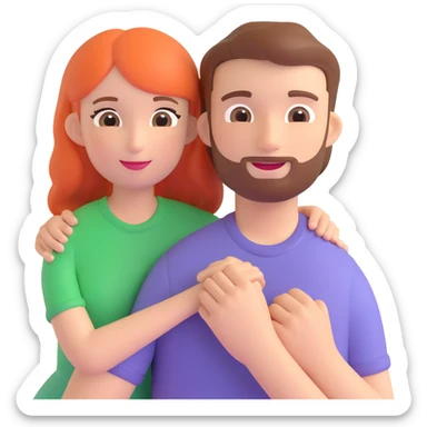 couple posing, close up pose, living room background sticker
