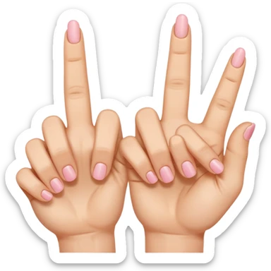 Fais-moi demain coller les unes à côté des autres. La première main gauche le pouce, l’index, majeur sont levé alors que l’annulaire et auriculaire sont repliés. Reproduit la même chose pour la main droite. sticker