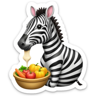 zebra eating bager sticker