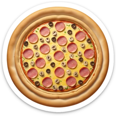 pizza with mushroom, pineapple, ham sticker