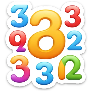 colorful numbers 1 2 3 with a smiling face, fun and inviting sticker