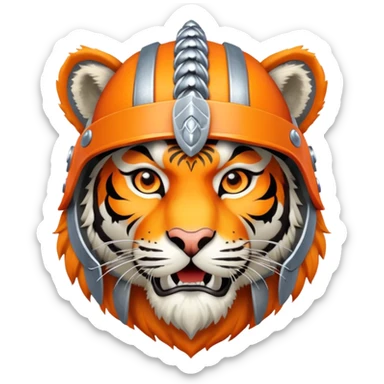 Russian bogatyr tiger with helmet and chainmail sticker