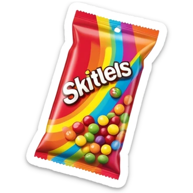 A colorful Skittles candy package, rainbow packaging, minimalist design, sealed package without any visible candies sticker