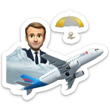 macron prend l'avion énerver en mangent une glace sticker