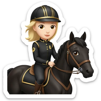 girl racing riding horse wearing racing cloth black with number sticker