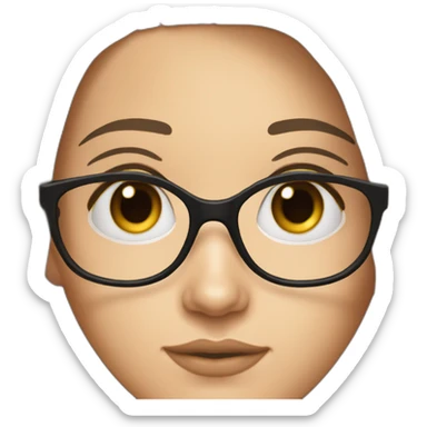 White skin Pretty woman with straigh brown hair, brown big eyes with glasses long eyebrow strong nose Black dressed sticker