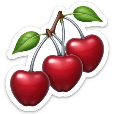 A pair of cherries emoji made of liquid silver chrome, smooth rounded shapes, glossy metallic surface, subtle sensual vibe, luxury sexy aesthetic, iOS emoji style, centered, clean white background sticker
